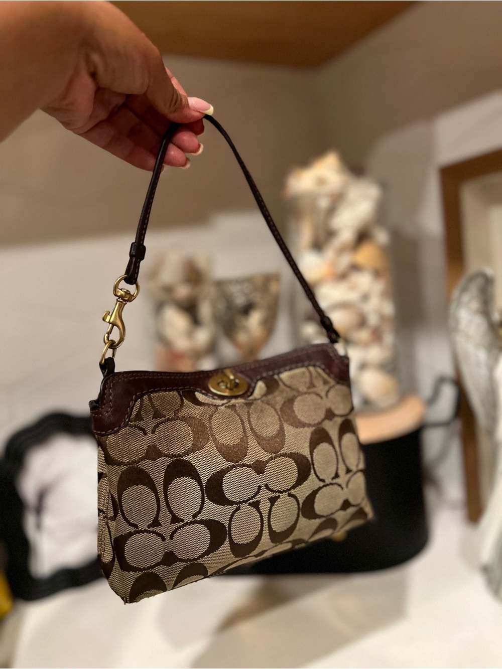 Coach wristlet mini bag turnlock